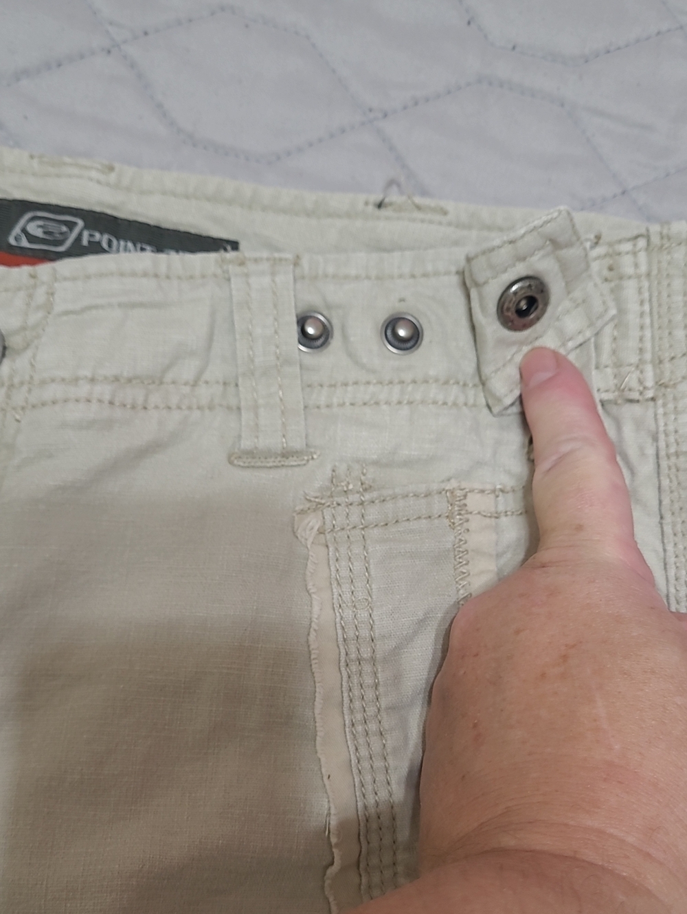 ⭐️ Point Zero Casual Light Beige Wide Leg Utility Cargo Linen/Cotton Pants Sz 30 - Picture 7 of 11